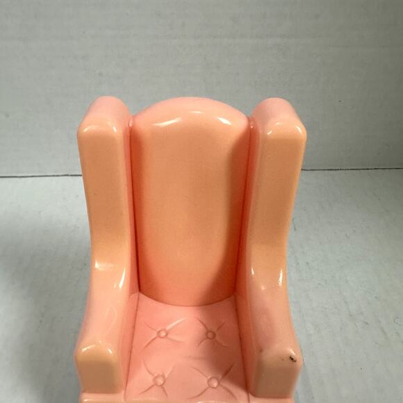 Vintage Playskool Dollhouse Wingback Tufted Armchair Chair Pink Purple Vintage - Picture 5 of 8